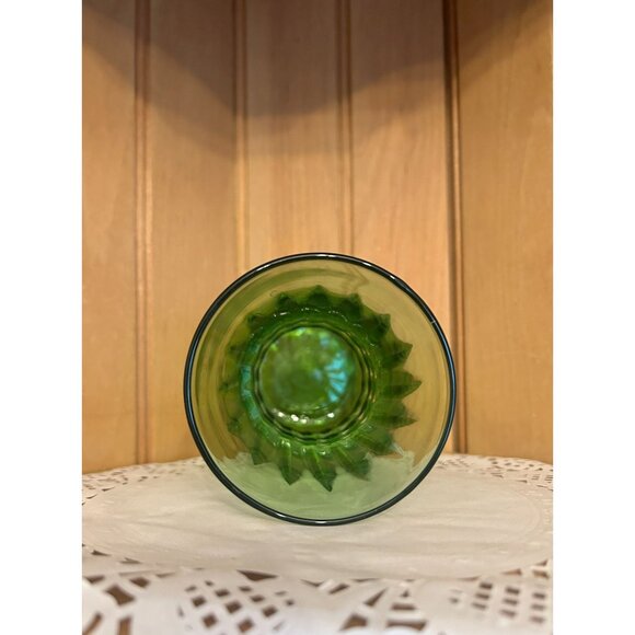 Vintage Libbey Green Swirl Patterned Glass Floral Bud Vase Bulb Forcer - Picture 3 of 4